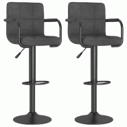VidaXL Tabourets De Bar Lot De 2 Gris Foncé Tissu - gris 334636