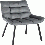 Décoshop26 - Chaise de salle à manger x1 en velours gris foncé généreusement rembourrée piètement en métal noir 10_0007286 - gris métal 3000266034136