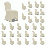 Décoshop26 - Housses élastiques de chaise Crème 30 pièces DEC022538 - beige 3001281969601_0