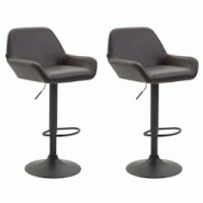 Décoshop26 - Lot de 2 tabourets de bar moderne et confortable en synthétique marron pieds trompette en métal noir TDB10217 - marron 3000892369602