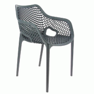Fauteuil empilable d'extérieur en polypropylène Air coloris gris foncé par 4