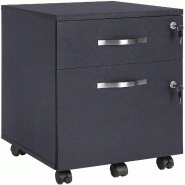 Helloshop26 - Caisson de bureau caisson de rangement classeur armoires basses 2 tiroirs 54,5 cm pour dossiers suspendus noir 12_0000364 - noir Bois ma
