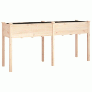 Helloshop26 - Jardinière bac lit surélevé plantes fleurs terrasse jardin avec doublure 161 x 45 x 76 cm bois massif de sapin marron 02_0038124 - ma