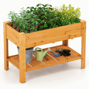 Helloshop26 - Jardinière surélevée 120 x 60 x 81 cm avec drainage et étagère rangement moderne en sapin marron 20_0012205 - 3000227117465