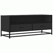 Helloshop26 - Meuble TV industriel moderne rangement grand espace 100 x 34,5 x 40 cm en bois d'ingénierie noir 02_0049588 - noir métal 3000235915114