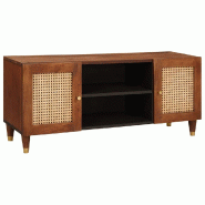 Helloshop26 - Meuble TV rectangulaire moderne rangement spacieux salon 105 x 33,5 x 46 cm en bois de mangue marron 02_0057898 - marron Bois massif 300