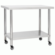 Helloshop26 - Table de travail de cuisine avec roues 80 x 60 x 85 cm acier inoxydable  02_0001917 - inox 3000090041539