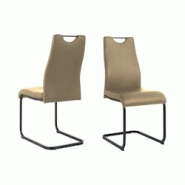 Möbilia Chaises cantilever, lot de 2 | Similicuir | Structure cantilever | L 42 x P 56 x H 98 cm | taupe – noir - multicolore multi-matériau 21020057 Möbilia Chaises cantilever, lot de 2 | Similicuir | Structure cantilever | L 42 x P 56 x H 98 cm | taupe – noir - multicolore multi-matériau 21020057