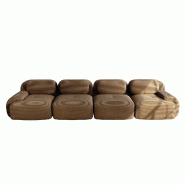 Merax Modular Cord Sofa 4 places, Cloud Sofa sans cadre, près du sol avec assise profonde, doux et confortable, antidérapant, marron - marron multi-