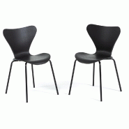 RATTATAN Lot de 2 chaises d’intérieur en polypropylène, pieds en métal avec finition effet bois, empilables,bar, restaurant ou cuisine 82 H– Ni