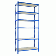 SimonRack Étagère Rangement 2500x1100x300 mm, 6 niveaux, plateaux en bois, charge 200 kg par niveau, Bleu - Maderclick - métal 8435104955277