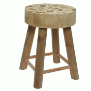 Tabouret en bois décoré Ø30x40cm