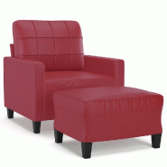 VidaXL Fauteuil avec repose-pied Rouge bordeaux 60 cm Similicuir Modèle Vega Executive Élite - 3201012