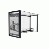 Abri bus levit / structure en aluminium / bardage en verre securit / avec banquette / 350 x 154 cm