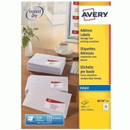 AVERY 240 étiquettes Jet d'encre blanches, format 63,5 x 33,9 mm (10 feuilles / cdt) - 5014702029554