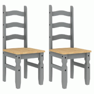 Chaises à manger lot de 2 Corona gris bois massif de pin Modèle Verone - 4005724