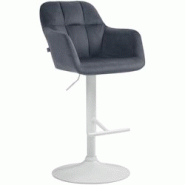 CLP Tabouret de bar Natoma velours Gris foncé/Métal blanc mat - gris textile 322966 CLP Tabouret de bar Natoma velours Gris foncé/Métal blanc mat - gris textile 322966