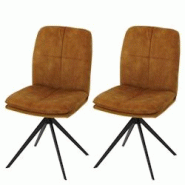 Décoshop26 - Ensemble de 2 chaises de salle à manger rotative pieds métallique assise en tissu jaune coutures décoratives 04_0006621 - jaune 30002 Décoshop26 - Ensemble de 2 chaises de salle à manger rotative pieds métallique assise en tissu jaune coutures décoratives 04_0006621 - jaune 30002