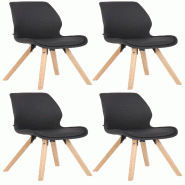Décoshop26 - Lot de 4 chaises de salle à manger design scandinave en PVC noir pieds en bois clair 10_0001846 - 3000250704410