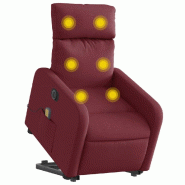 Fauteuil inclinable de massage électrique Rouge bordeaux Tissu Modèle Elvarine - 8721012219588