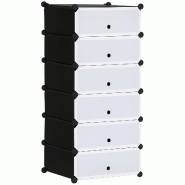 Helloshop26 - Armoire à chaussures 6 cubes modulable empilable 49 x 36,5 x 108 cm gain de place semi transparent épuré en PP blanc 21_0005798 - bla
