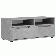 Helloshop26 - Meuble TV mural avec grand espace de rangement 100 x 40 x 38 cm style moderne en bois d'ingénierie gris béton 02_0058335 - gris Bois m