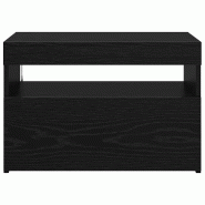 Helloshop26 - Meuble TV rectangulaire moderne 60 x 35 x 40 cm avec éclairage LED ambiance cosy en bois d'ingénierie noir 02_0051879 - noir Bois mass