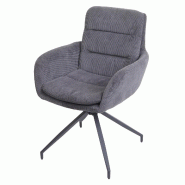 Mendler Chaise de salle à manger HWC-K32, chaise de cuisine, pivotante, position auto, tissu MVG ~ velours gris - gris textile 89724