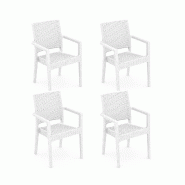 SIESTA EXCLUSIVE Lot de 4 Fauteuils d'Extérieur Ibiza Armchair Aspect Rotin Blanc - blanc plastique polypropylène SP-SI-810WH-4