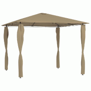 VidaXL Belvédère avec revêtement de poteaux 3x3x2,6 m Taupe 160 g/m² Modèle Atlas Signature - marron 313606