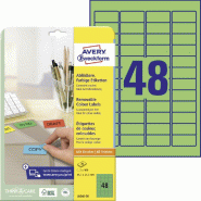 Avery Zweckform 960 étiquettes enlevables Laser vertes, format 45,7 x 21,2mm (20 feuilles A4 / cdt) - vert papier L6040-20