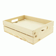 Cagette bois naturelle pm + faux fond bois - Cagette bois naturelle pm + faux fond bois -