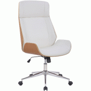 CLP Fauteuil de bureau Varel en similicuir avec coque de siège en bois Nature / Blanc - blanc polyester 314575 CLP Fauteuil de bureau Varel en similicuir avec coque de siège en bois Nature / Blanc - blanc polyester 314575