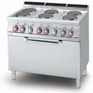Cuisinière électrique 6 plaques rondes avec four électrique statique. Structure en acier inoxydable. Dimensions 120x70,5 h90 cm. Modèle CF6-712ET