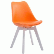 Décoshop26 - Chaise de salle à manger x1 design scandinave en PVC et plastique orange et piètement à 4 pieds en bois blanc 10_0003308 - blanc 300 Décoshop26 - Chaise de salle à manger x1 design scandinave en PVC et plastique orange et piètement à 4 pieds en bois blanc 10_0003308 - blanc 300