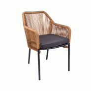 Emh Fauteuil professionnel Harpo empilable – aluminium et rotin synthétique – design naturel – usage chr intérieur/extérieur - marron alumini