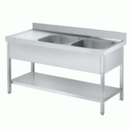 EURAST - Evier avec support 1 étagère, 1 égouttoir et 2 cuves 500x400x250 - 1600x600x850 mm - 2215I061 - inox 2215I061 EURAST - Evier avec support 1 étagère, 1 égouttoir et 2 cuves 500x400x250 - 1600x600x850 mm - 2215I061 - inox 2215I061