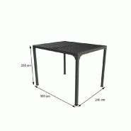 HABRITA Pergola Bioclimatique Aluminium Balcon Et Terrasse 7,20 M2 Gris Anthracite per2430bi - gris 3701406700378