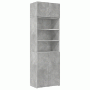 Helloshop26 - Armoire de rangement haute 70 x 42,5 x 225 cm espace vertical 7 compartiments moderne en bois d'ingénierie gris béton 02_0055573 - ver