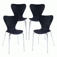 Helloshop26 - Lot de 4 chaises de salle à manger moderne design robuste noir / chrome 03_0009814 - noir métal 3000224882403