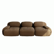 Merax Modular Cord Sofa 3 places, Cloud Sofa sans cadre, près du sol avec assise profonde, doux et confortable, antidérapant, marron - marron multi-