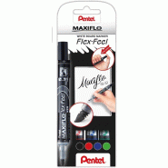 Pentel MWL5SBF-4Maxiflo Flexfeel Lot de 4 marqueurs pour tableau blanc avec pointe flexible - 4016284341902