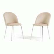 RATTATAN Lot de 2 chaises en velours avec pieds en métal, design élégant pour cuisine, salle à manger, bar ou restaurant – Sara – Crème/Argen RATTATAN Lot de 2 chaises en velours avec pieds en métal, design élégant pour cuisine, salle à manger, bar ou restaurant – Sara – Crème/Argen