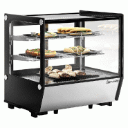 Vitrine réfrigérée posirtive à poser noire avec éclairage LED et vitre droite - 120 L