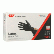 100 WORK-INN/PS Gants, Latex non poudré Black Grip noir taille L - L noir latex 98426