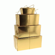 Ballotin en carton or et intérieur blanc 375g - 13x7x6,3cm - par 50