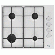 BEKO Table De Cuisson Gaz 60cm 4 Feux Blanc HIGG64123SW - blanc 8690842399527