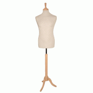 Buste homme couture - pied tripode réglable, housse coton, polystyrène - Hauteur 162-185 cm