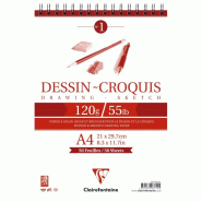 Clairefontaine Lot de 5 Bloc spiralé de 50 feuilles de papier dessin croquis blanc, 120 g/m², A4 - 3329680966145