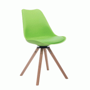 Décoshop26 - Chaise de salle à manger x1 chaise visiteur assise pivotant à 360° en plastique et PVC vert piètement en bois rond 10_0008510 - 3000